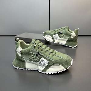 Men's Trendy Chunky Sneakers Suede Mesh Retro Casual <b>Sports</b> <b>Shoes</b> Durable Outsole for <b>Outdoor</b> Enthusiasts - Product Image 4