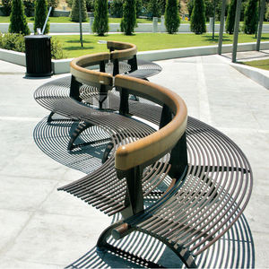 Banc en bois et métal en forme de demi-<span class=keywords><strong>lune</strong></span>, style <span class=keywords><strong>2021</strong></span>, sièges bilatéraux - Product Image 3