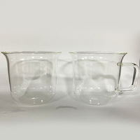Gobelet à café glacé en verre borosilicate transparent de 10 oz avec logo personnalisé, pour jus, lait, thé, avec poignée, pour café, restaurant, maison
