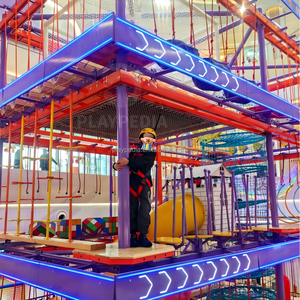 Playground intérieur Playpedia Custom Adventure Equipment avec parcours d'obstacles surélevé et mur d'escalade pour enfants, certifié CE TUV - Product Image 2