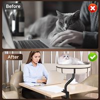 Hamac rotatif à 360 ° pour bureau de chat, perchoir, montage sur lit, pour bureau à domicile, bureau d'ordinateur, nid d'intérieur pour animaux de compagnie