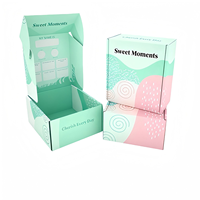 Boîte d'emballage cosmétique personnalisée en carton ondulé rose à motifs floraux, boîte d'expédition vide recyclée, boîte cadeau en papier, boîte avion avec votre logo