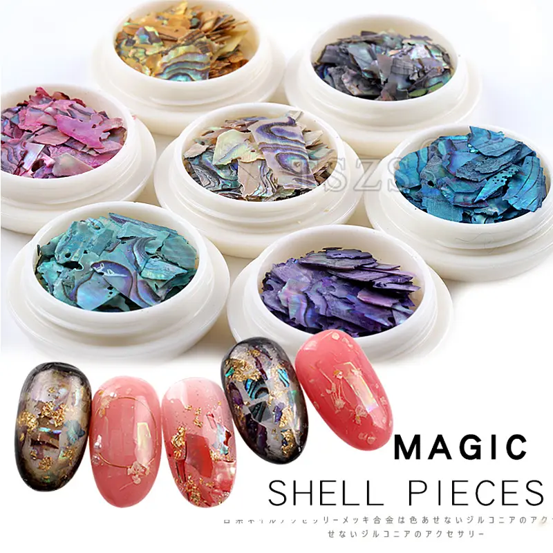 TSZS Holo graphic Magic Color Nagel Unregelmäßige Muschel scheiben Pailletten Natürliche Muschel Crushed Flakes Abalone Shell Nagel Charms