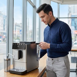 เครื่องชงกาแฟเอสเพรสโซ่กึ่งอัตโนมัติ CM03-A สมาร์ทดิจิตอลโฮมมิลค์จั๊ก แบบหม้อต้มคู่ พร้อมเมนูสีสันสดใส ระบบไอน้ำ ความจุ 40 ออนซ์ พร้อมเครื่องบดในตัว - Product Image 2