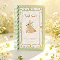 Cuaderno Little Rabbit A5S, con encuadernación en espiral de PET ecológica y duradera, 100 hojas interiores con impresión a color
