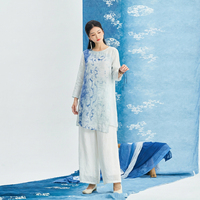 Robe tunique en ramie tie-dye pour les vacances, coupe ample, décontractée, robe de plage, robe longue fluide d'été pour femmes, robe chemise pour femmes