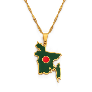 Collares con Colgante de Acero Inoxidable con Mapas de Bangladesh para Mujeres y Niñas, Mapa de la Bandera de Bangladesh - Product Image 3