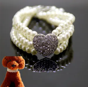 Ошейник для домашних животных, жемчужное ожерелье с узором в виде Розы, 4 ряда, для собак, День Святого Валентина и день рождения