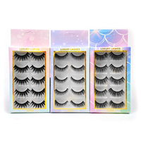 Sans cils Emballage de 5 paires de cils personnalisables Boîte en papier cartonné blanc coloré