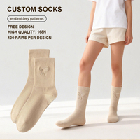 Chaussettes de sport en coton brodé en gros, logo brodé sur le mollet, chaussettes personnalisées pour femmes, chaussettes personnalisées