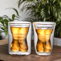 Verre à shot réutilisable à double paroi, anti-fuite, durable, pour bar, spiritueux, bière, whisky, avec motifs femme nue, homme, ou sans motif