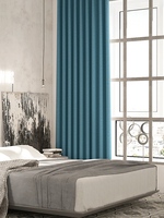Cortinas Opacas con Pliegues Plegados al Estilo Europeo, de Poliéster, con Protección Solar Térmica y Antipolvo para Ventanas de Piso a Techo, para el Hogar