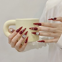 Presse à ongles faite à la main en gros gothique portable faux strass décoration de luxe charme réutilisable 10 pièces pointes d'ongles en acrylique