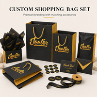 Sacs cadeaux de luxe personnalisés noirs pour magasins de vêtements, sacs de transport pour boutiques, sacs en papier réutilisables pour cadeaux