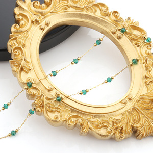 Cadena de Cuentas de Cristal Verde Esmeralda, Acero Inoxidable, Accesorios de Joyería DIY para Mujer, Collar de Moda, 10 Metros de Longitud - Product Image 2