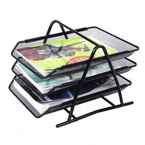 Organisateur de documents en maille écologique fabriqué en Chine, étagère à documents en métal, plateau à dossiers à 3 niveaux - Product Image 2