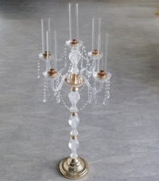 Candélabre cylindrique en acrylique à 10 bras avec base carrée, support de bougies pour centre de table de mariage, durable pour Noël