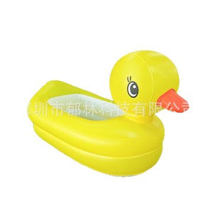 Bañera inflable de pato amarillo para niños, piscina interior de PVC con fondo suave - Product Image 1
