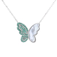 Collier papillon en argent sterling 925 avec pierre verte pour filles, bijoux Yaeno Fine Jewelry