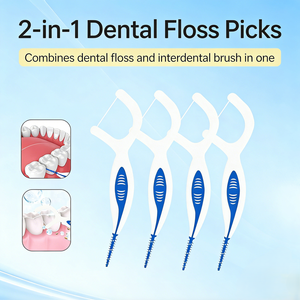 Brosse interdentaire et fil <span class=keywords><strong>dentaire</strong></span> 2-en-1 tout-en-un pour l'élimination profonde de la plaque et le soin des gencives – Bâtonnets de fil <span class=keywords><strong>dentaire</strong></span> orthodontique - Product Image 1