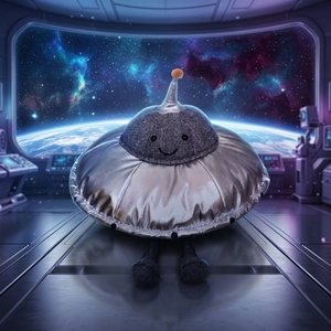 Peluche UFO 2026 UK JC Versione Alta 30cm, con base ponderata, a forma di piatto simmetrico, morbido al tatto, della serie Space, in cotone PP lavabile - Product Image 1