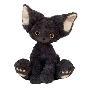 リアルな黒の異なる生徒デボン猫おもちゃ甘いハンサムなぬいぐるみペットショートぬいぐるみ眠っている人形子供INS写真小道具