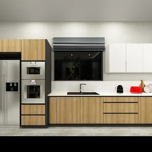 Gabinete de cocina de chapa de madera modular para el hogar de estilo moderno