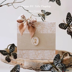 Caja de regalo de boda francesa de lujo ligera de tres tamaños con logotipo personalizado RTS caja de papel rígida portátil con cinta para <span class=keywords><strong>dulces</strong></span> - Product Image 3