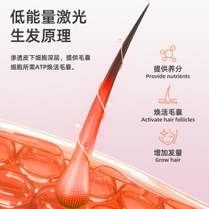 Peigne de massage électrique du cuir chevelu S930 avec vibration, lumière rouge et bleue, appareil de soin des cheveux pour usage domestique, gris, blanc, orange, rouge - Product Image 2