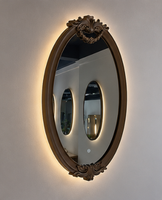 Cermin Rias LED Pintar Dinding dengan Kontrol Sentuh Anti-Kabut, Tiga Warna Cahaya, Desain Salon Modern, Lensa Aluminium