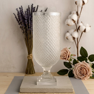 Modern Crystal Tabletop <b>Vase</b> With Diamond Pattern And <b>Square</b> Base Unique Design For Wedding Decor - Product Image 1
