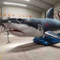 Modèle de sculpture animatronique mécanique de requin mégalodon grandeur nature pour parc à thème