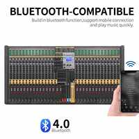 XTUGA TB-32 Table de Mixage Audio Professionnelle 32 Canaux (28 Entrées Micro Mono + 2 Entrées Stéréo) Alimentation Fantôme 48V et USB