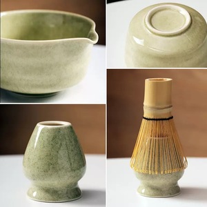 Ensemble de thé matcha en céramique avec fouet en bambou et filtre en acier inoxydable pour cérémonie du thé, design Wabi Sabi - Product Image 4