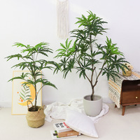 Plante artificielle en gros de l'usine Shangchu, grande plante verte en plastique à 15 têtes, simulation de feuille de chanvre, pour décoration intérieure