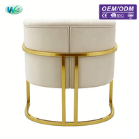 Fauteuil de salon moderne en gros avec structure en acier inoxydable doré et revêtement en velours blanc – Chaise d'appoint, chaise de canapé, chaise de loisirs