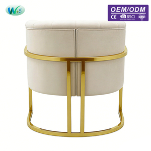 Sillón Moderno para Sala de Estar al por Mayor con Estructura de Acero Inoxidable Dorado y Tapizado en Terciopelo Blanco, Sillón de Acento, Butaca de Ocio - Product Image 4