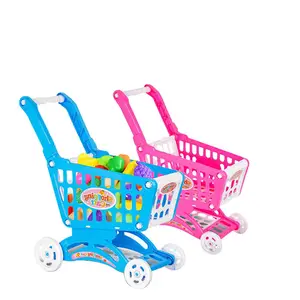 在家玩粉色塑料超市儿童购物手推车玩具