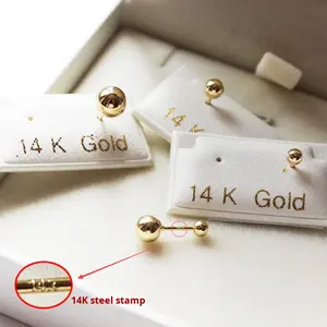 Echte 14K Goldohrringe, 14K Goldschmuck AU585, Gebürstete Runde Kugel-Ohrstecker in 2/<span class=keywords><strong>3</strong></span>/4/5/6mm, Goldohrringe für Damen - Product Image 4