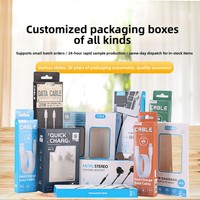 Boîtes d'emballage personnalisées numériques 3C pour écouteurs, câbles de données, téléphones mobiles, en carton pliable, options de couleur, petites séries