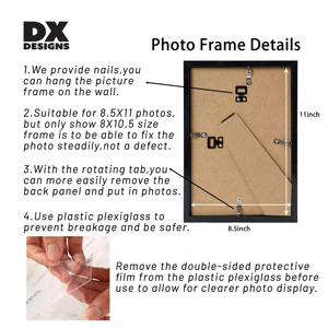 DX thiết kế nhà máy Bán buôn giá 4x6 5x7 6x8 8x10 inch tùy chỉnh kích thước DIY memorial tường khung ảnh PVC hình ảnh màu đen khung - Product Image 5