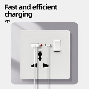 <span class=keywords><strong>Prise</strong></span> murale de type 86 à 3 broches rondes de qualité supérieure, norme sud-africaine universelle, avec interrupteur à bouton et charge rapide USB de type C - Product Image 3