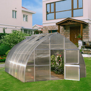 Small Cream Color Agricultural Single-Door Aluminum Garden <strong>Shelving</strong> <strong>Greenhouse</strong> with Two Poly Windows Easy Install - Product Image 1