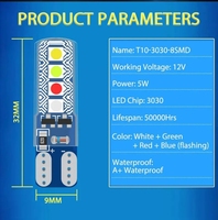 T10 3030 8SMD Stroboskop LED-Birne W5W 194 168 LED-Birne Seitenmarkierung Innenraumbeleuchtung Blitzlicht Auto-LED-Leuchten