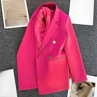 T26591 Jaket Wanita Kancing Ganda Musim Semi Gugur 2026 Versi Korea Selebriti Internet Mantel Wanita Elegan Jas Bisnis Wanita