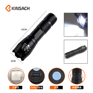 Tùy chỉnh khẩn cấp có thể điều chỉnh Trắng ngọn đuốc Laser Type-C sạc chất lượng cao hợp kim nhôm có thể sạc lại đèn pin - Product Image 2
