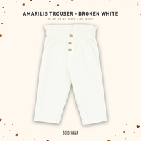 BOHOPANNA Celana Amarilis Celana Panjang Ankle-Length Kancing Lurus Pinggang Tinggi Putih Rusak untuk Anak-anak 1Y-10Y