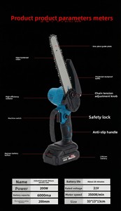 Mini-tronçonneuse électrique sans fil de 6 pouces, sans balais, portative, alimentée par batterie, pour la coupe du bois, l'élagage des arbres et des jardins - Product Image 4