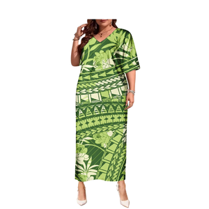Giao Hàng Nhanh Chóng Nhà Máy Bán Buôn Giá Hawaii Tribal In Ấn Phụ Nữ Ngắn Tay Áo Sâu <span class=keywords><strong>V</strong></span> Cổ Lỏng Đồng Bằng Dài Maxi Ăn Mặc Giản Dị - Product Image 1