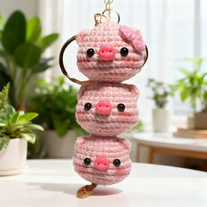 Siêu dễ thương lợn dệt tay búp bê mô hình động vật len móc mặt dây chuyền nhỏ Internet người nổi tiếng đầu lợn Móc chìa khóa - Product Image 2